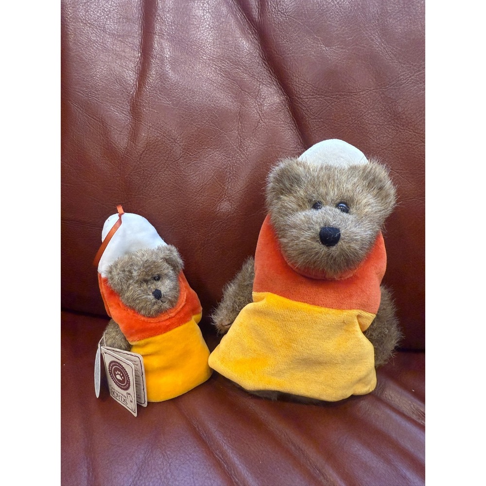 Boyds Bears Candy Corn Costume Plush Teddy Bear and Ornament Set Halloween 2pc